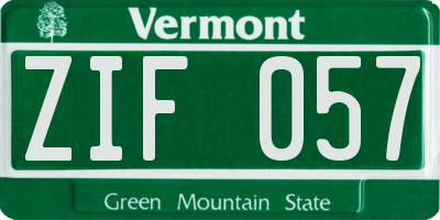 VT license plate ZIF057