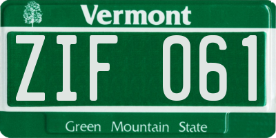 VT license plate ZIF061