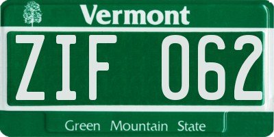 VT license plate ZIF062