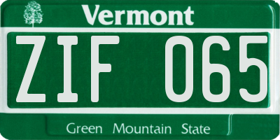 VT license plate ZIF065