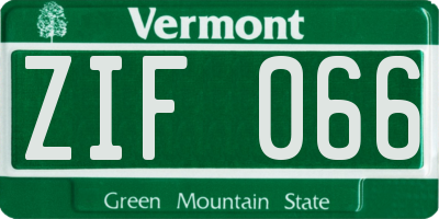VT license plate ZIF066