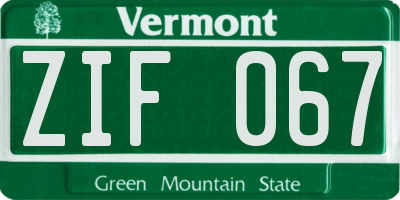 VT license plate ZIF067