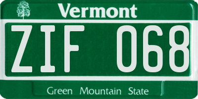 VT license plate ZIF068