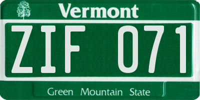VT license plate ZIF071