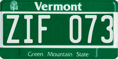 VT license plate ZIF073