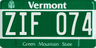 VT license plate ZIF074
