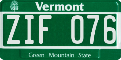 VT license plate ZIF076