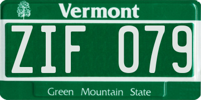 VT license plate ZIF079