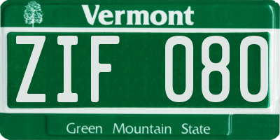 VT license plate ZIF080