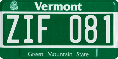 VT license plate ZIF081