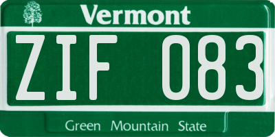 VT license plate ZIF083