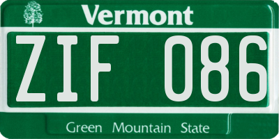 VT license plate ZIF086