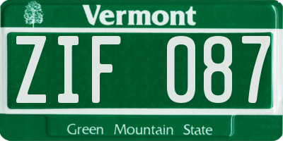 VT license plate ZIF087