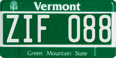 VT license plate ZIF088