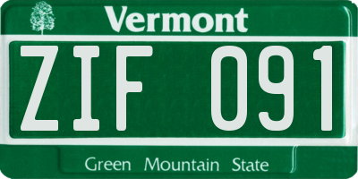 VT license plate ZIF091