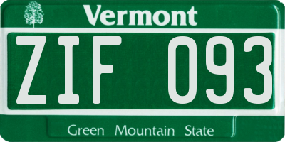 VT license plate ZIF093