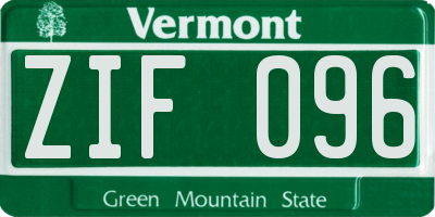 VT license plate ZIF096