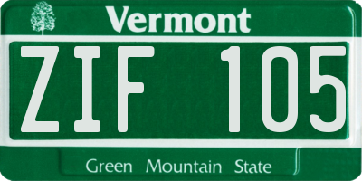 VT license plate ZIF105