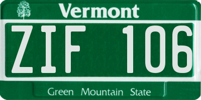 VT license plate ZIF106