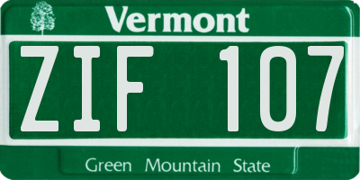 VT license plate ZIF107
