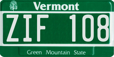 VT license plate ZIF108
