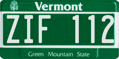 VT license plate ZIF112