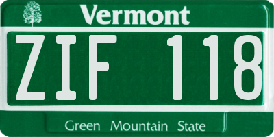 VT license plate ZIF118