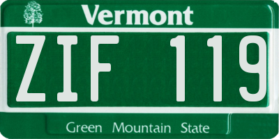 VT license plate ZIF119