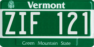 VT license plate ZIF121