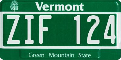 VT license plate ZIF124