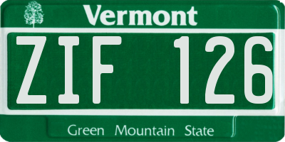 VT license plate ZIF126