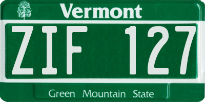 VT license plate ZIF127