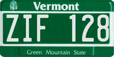 VT license plate ZIF128