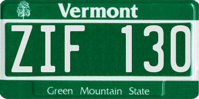 VT license plate ZIF130