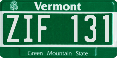 VT license plate ZIF131