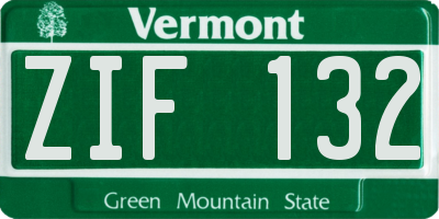 VT license plate ZIF132