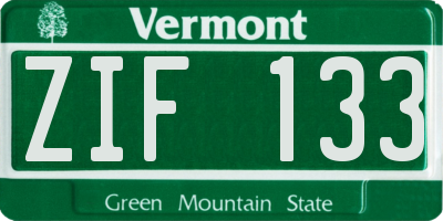 VT license plate ZIF133