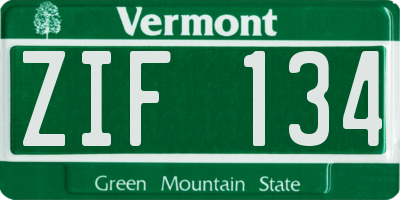 VT license plate ZIF134