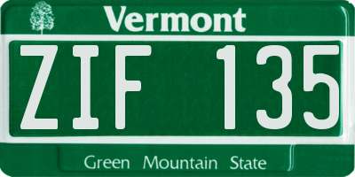 VT license plate ZIF135