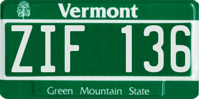 VT license plate ZIF136
