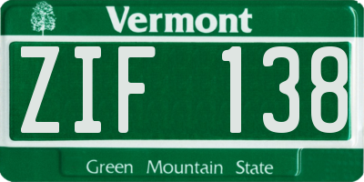 VT license plate ZIF138