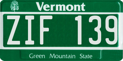 VT license plate ZIF139