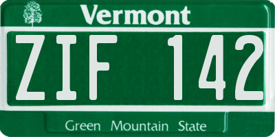 VT license plate ZIF142