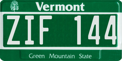 VT license plate ZIF144