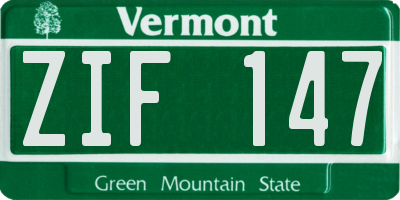 VT license plate ZIF147