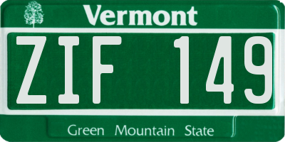VT license plate ZIF149