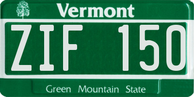 VT license plate ZIF150