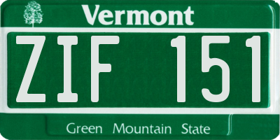 VT license plate ZIF151
