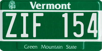 VT license plate ZIF154