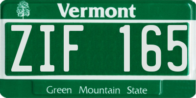 VT license plate ZIF165